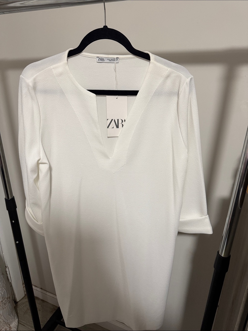 Zara White V-Neck Shift Tunic
